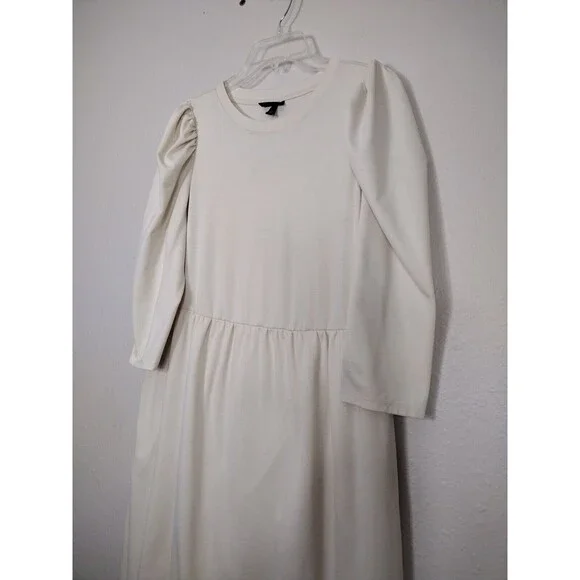 Women’s Beige Cocktail Dress 3/4 Sleeve Size M Formal Cottage core Stretch - Picture 3 of 10